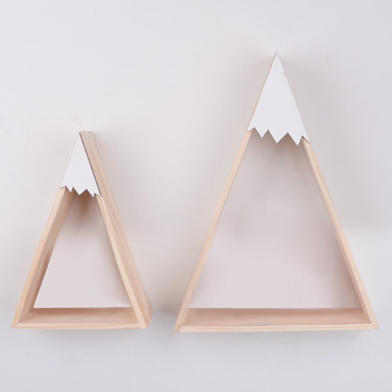 2pcs/set Home Decor Nordic Style For Baby Room Wall Shelf Wood Snow Mountain Shelf Floating Shelf For Kids Room JJJSN11451