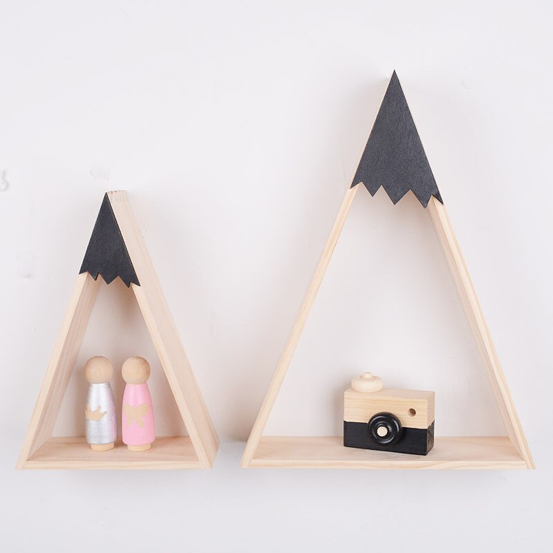 2pcs/set Home Decor Nordic Style For Baby Room Wall Shelf Wood Snow Mountain Shelf Floating Shelf For Kids Room JJJSN11451