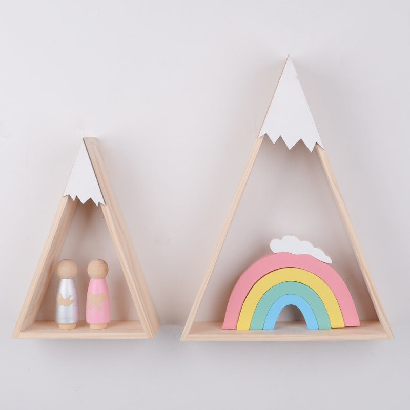2pcs/set Home Decor Nordic Style For Baby Room Wall Shelf Wood Snow Mountain Shelf Floating Shelf For Kids Room JJJSN11451