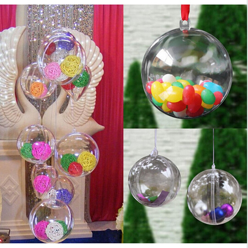 50Pcs New Clear Christmas Decoration Hanging Ball Baubles Round Bauble Ornament Xmas Tree Home Decor Christmas Tree Xmas Balls