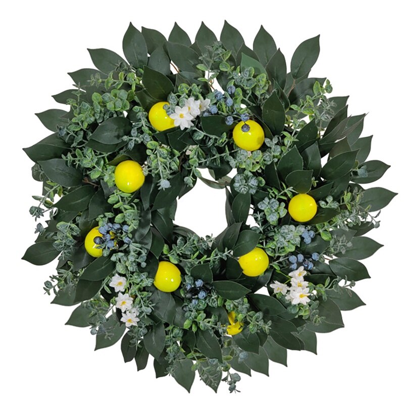 Artificial Lemon Wreath with Fruit for Front Door Home and Kitchen Farmhouse Wreath for All Seasons Wedding Party Decor