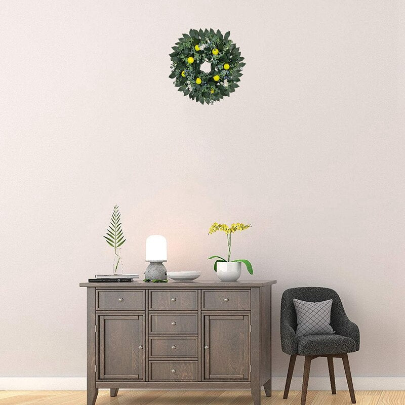 Artificial Lemon Wreath with Fruit for Front Door Home and Kitchen Farmhouse Wreath for All Seasons Wedding Party Decor