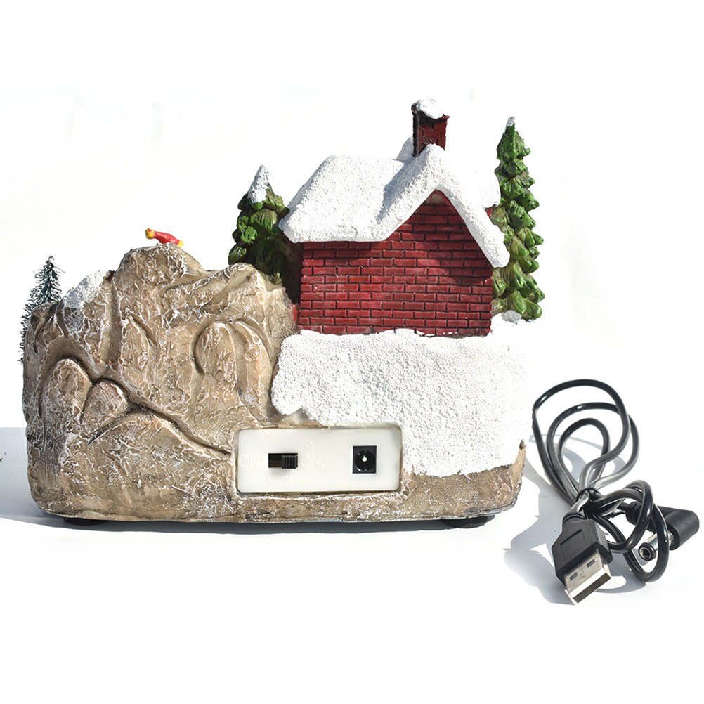 Christmas Snow House Village Decorations with Music LED Light Christmas Village Holiday Festival House Home Decorations