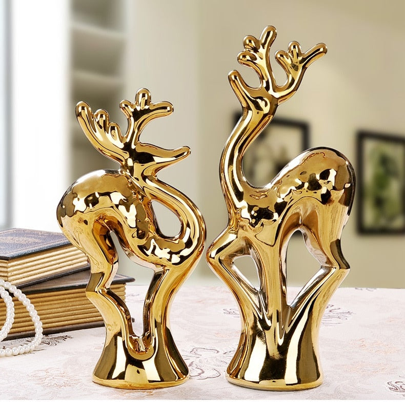European Creative Ceramics Ornament Home Decoration Crafts TV Cabinet Office Statues Accessories Wedding Gift Figurines