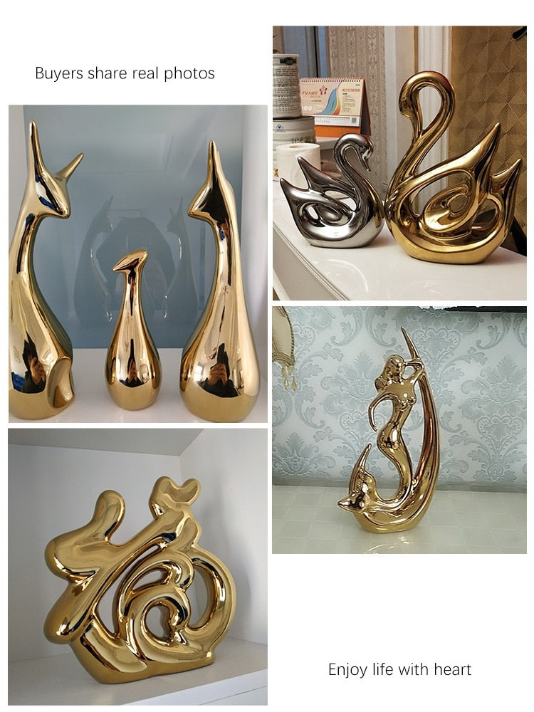 European Creative Ceramics Ornament Home Decoration Crafts TV Cabinet Office Statues Accessories Wedding Gift Figurines