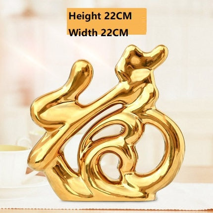 European Creative Ceramics Ornament Home Decoration Crafts TV Cabinet Office Statues Accessories Wedding Gift Figurines