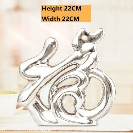 European Creative Ceramics Ornament Home Decoration Crafts TV Cabinet Office Statues Accessories Wedding Gift Figurines