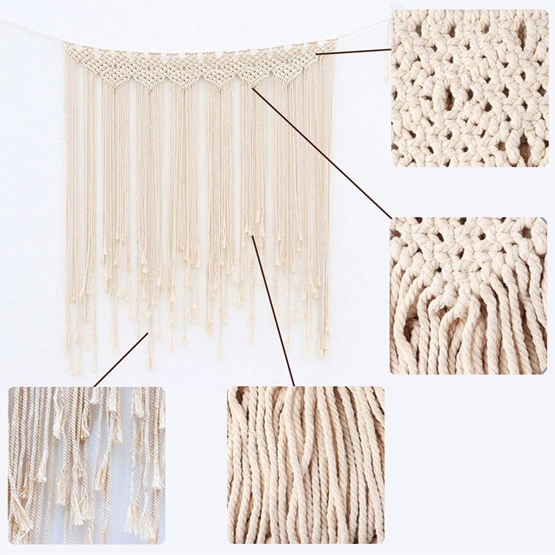 HOOQICT Large Macrame Wall Hanging Fabric Wall Tapestry Wedding Decoration Tenture Boho Decor Furniture Home Room Wall Carpet