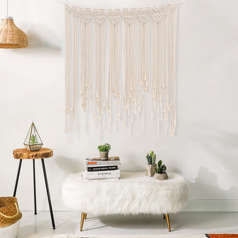 HOOQICT Large Macrame Wall Hanging Fabric Wall Tapestry Wedding Decoration Tenture Boho Decor Furniture Home Room Wall Carpet