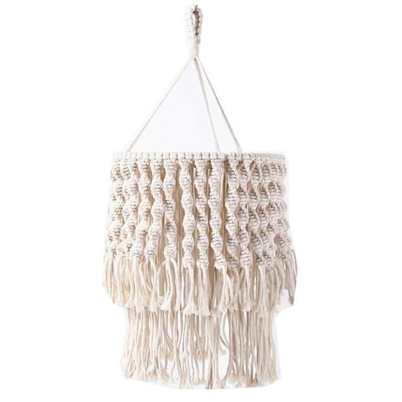 Hand Woven Macrame Lamp Shade Boho Light Cover Tassel Hanging Lamp Home Living Room Dorm Decoration