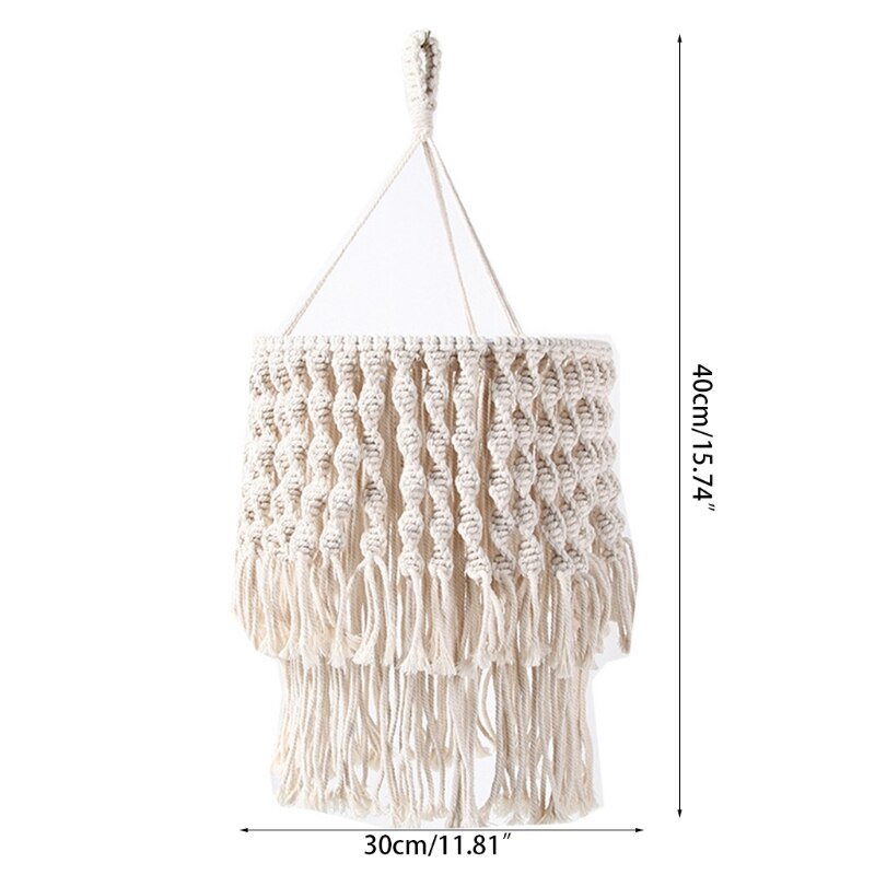 Hand Woven Macrame Lamp Shade Boho Light Cover Tassel Hanging Lamp Home Living Room Dorm Decoration