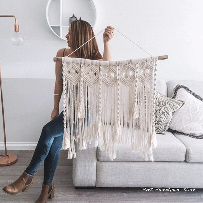 Macrame Bobo Tapestry Wall Hanging Hand-woven Home Decoration Accessories Nordic Art Tassel For Apartment Dorm Bedroom