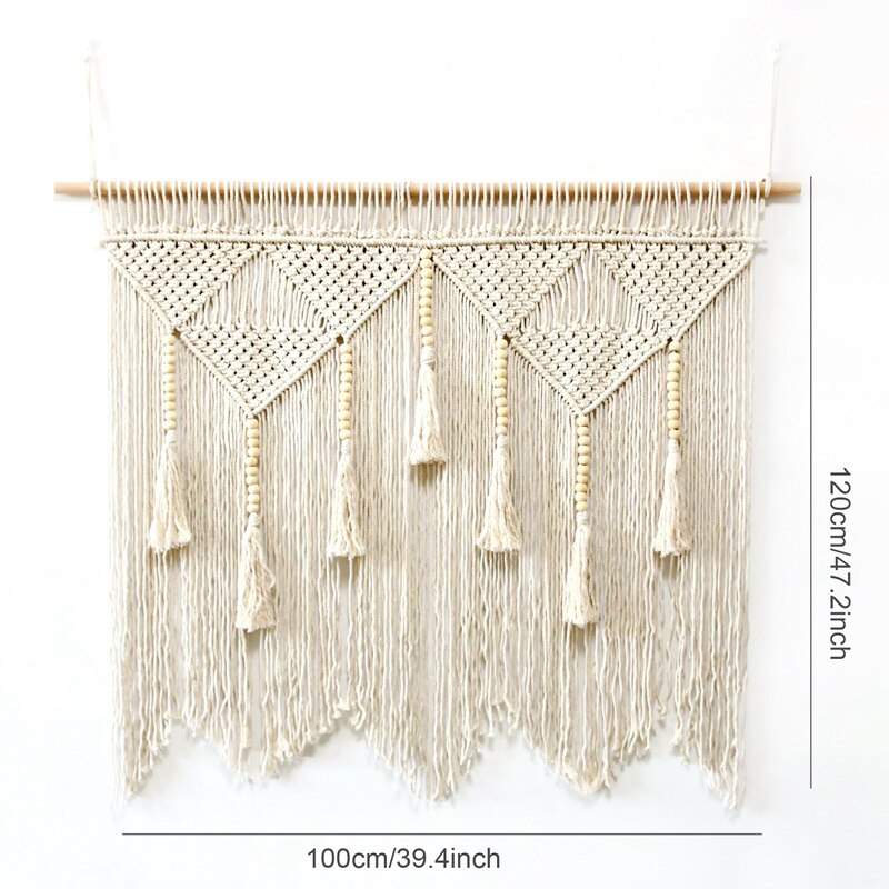 120*100cm Macrame Wall Hanging Handwoven Bohemian Cotton Rope Boho Tapestry Home Art Decor Ramadan Party Decorations