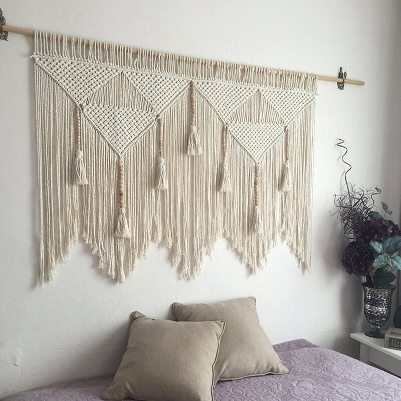 120*100cm Macrame Wall Hanging Handwoven Bohemian Cotton Rope Boho Tapestry Home Art Decor Ramadan Party Decorations