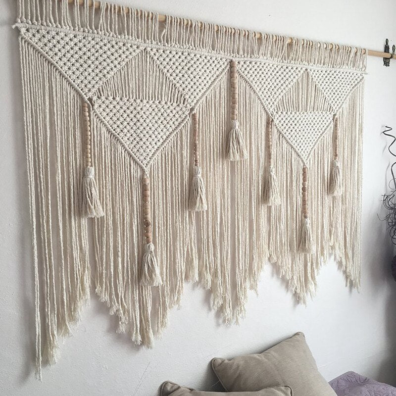 120*100cm Macrame Wall Hanging Handwoven Bohemian Cotton Rope Boho Tapestry Home Art Decor Ramadan Party Decorations