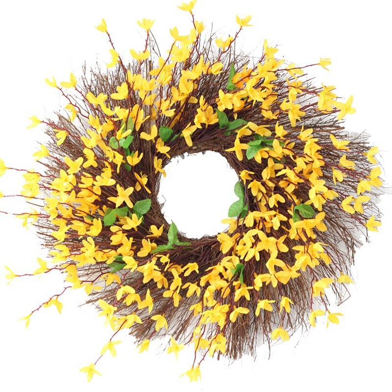 SALE Artificial Forsythia Flower Wreath  Hanging Wreath Door Wreath Spring Summer Wreath for Front Door Wedding Home Decor