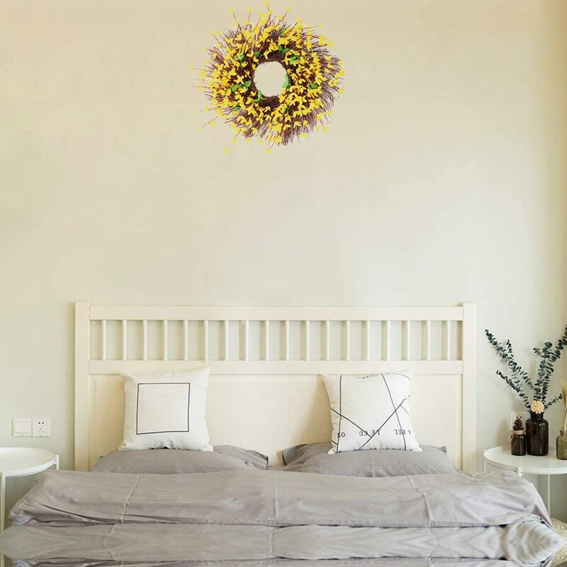 SALE Artificial Forsythia Flower Wreath  Hanging Wreath Door Wreath Spring Summer Wreath for Front Door Wedding Home Decor