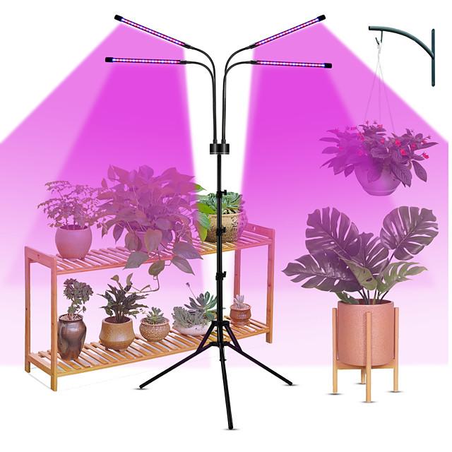 Plant Grow LED Light for Indoor Plants LED Spectrum Grow Lamp with Timer wor Seedling Dual Controllers Auto On/Off Adjustable Stand 4 Head Gooseneck