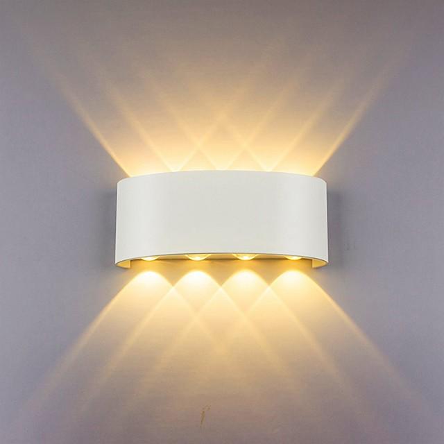 Led Wall Lamp 6W Up/Down Lighting Indoor Double-Head Curved Waterproof Wall Lamp Modern Bedroom Lamp Warm White Light
