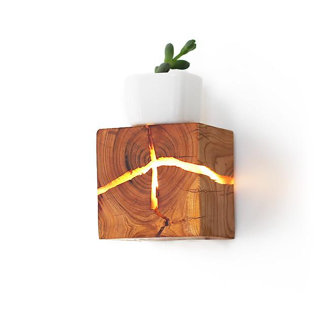 Split Wood Wall Lamp Nordic Bedside Lamp Log Split Aisle Lamp Decorated Nightlight Hotel Solid Wood Wall Lamp