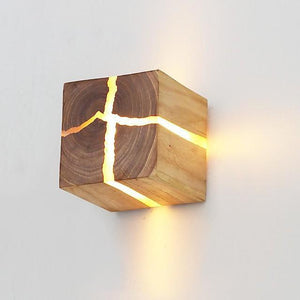 Split Wood Wall Lamp Nordic Bedside Lamp Log Split Aisle Lamp Decorated Nightlight Hotel Solid Wood Wall Lamp