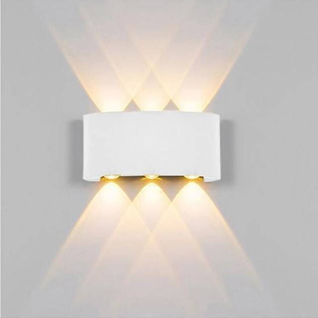 Led Wall Lamp 6W Up/Down Lighting Indoor Double-Head Curved Waterproof Wall Lamp Modern Bedroom Lamp Warm White Light