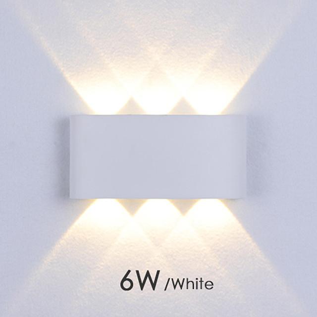 Led Wall Lamp 6W Up/Down Lighting Indoor Double-Head Curved Waterproof Wall Lamp Modern Bedroom Lamp Warm White Light