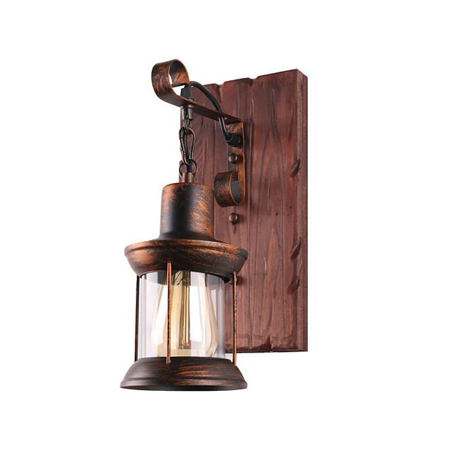 Wall Lamp Single Head Industrial Rustic Vintage Retro Wooden Wall Scone Metal Painting Color for The Home Hotel Corridor Decorate Wall Light