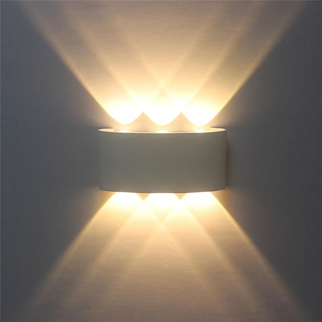 Led Wall Lamp 6W Up/Down Lighting Indoor Double-Head Curved Waterproof Wall Lamp Modern Bedroom Lamp Warm White Light