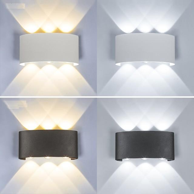 Led Wall Lamp 6W Up/Down Lighting Indoor Double-Head Curved Waterproof Wall Lamp Modern Bedroom Lamp Warm White Light