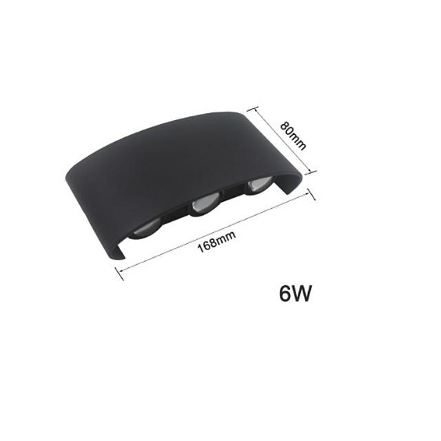 Led Wall Lamp 6W Up/Down Lighting Indoor Double-Head Curved Waterproof Wall Lamp Modern Bedroom Lamp Warm White Light