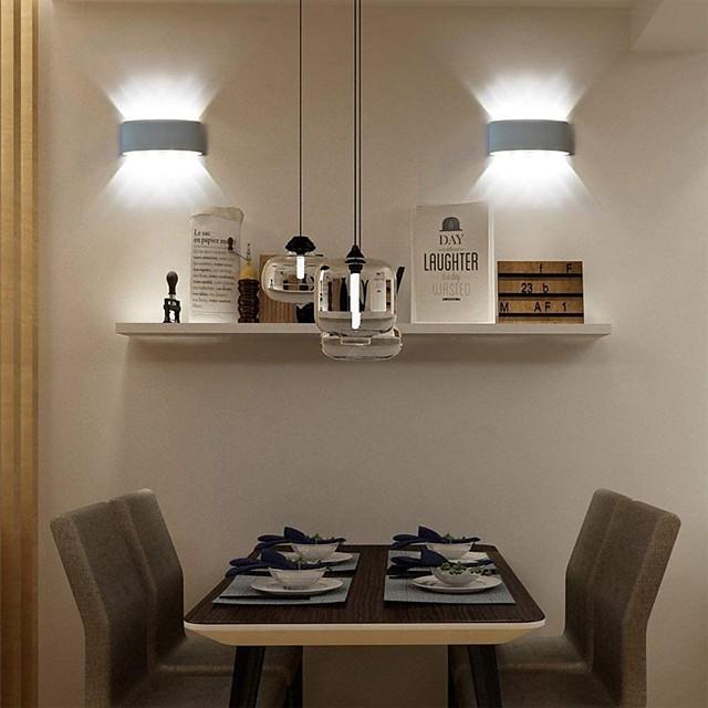 Led Wall Lamp 6W Up/Down Lighting Indoor Double-Head Curved Waterproof Wall Lamp Modern Bedroom Lamp Warm White Light