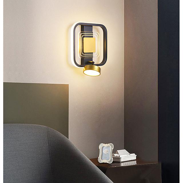 LED Modern LED Wall Light Bedside Lamp Round Square Design Living Room Bedroom Iron Wall Light 220-240V 10/12 W