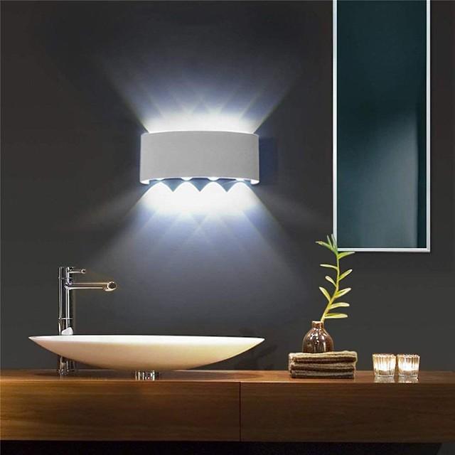 Led Wall Lamp 6W Up/Down Lighting Indoor Double-Head Curved Waterproof Wall Lamp Modern Bedroom Lamp Warm White Light