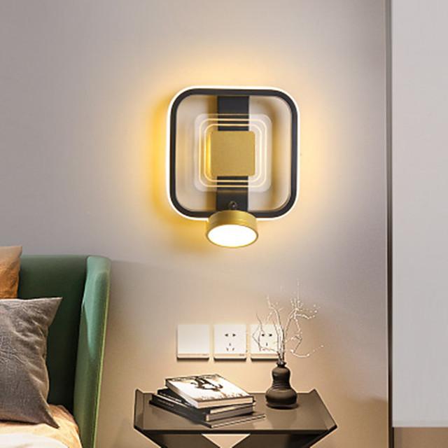 LED Modern LED Wall Light Bedside Lamp Round Square Design Living Room Bedroom Iron Wall Light 220-240V 10/12 W