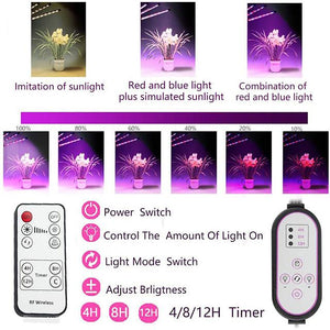 Plant Grow LED Light for Indoor Plants LED Spectrum Grow Lamp with Timer wor Seedling Dual Controllers Auto On/Off Adjustable Stand 4 Head Gooseneck