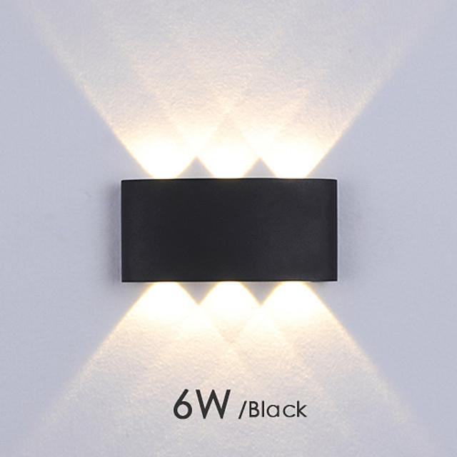 Led Wall Lamp 6W Up/Down Lighting Indoor Double-Head Curved Waterproof Wall Lamp Modern Bedroom Lamp Warm White Light